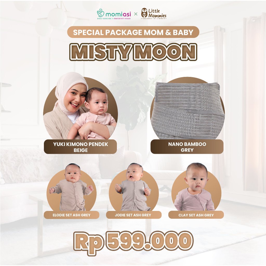 Momiasi - Special Bundle Perlengkapan Melahirkan Mom And Baby Nano Bamboo- Sleepwear  Newborn - Baju Tidur Bayi Comfortable 0-12 Month
