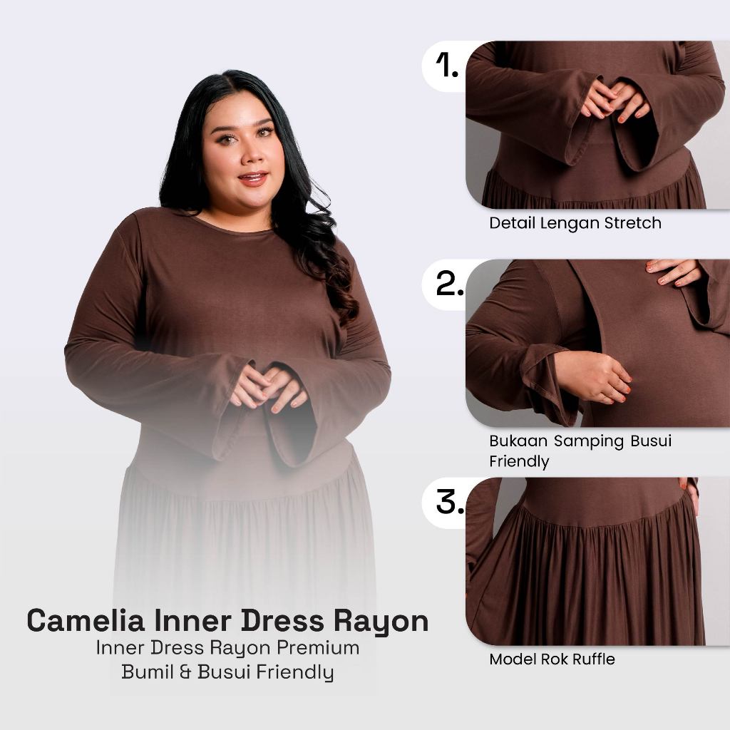 Momiasi - Grace - Camelia Inner Dress Rayon Premium - Stylish Dress Kekinian - Bumil & Busui Friendly
