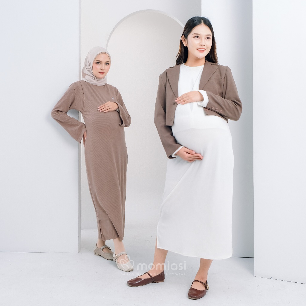 Momiasi - Luna Inner Dress Knit Premium- Inner Dress Longsleeve - Inner Dress Lengan Panjang - Inner Dress Bumil & Busui Friendly