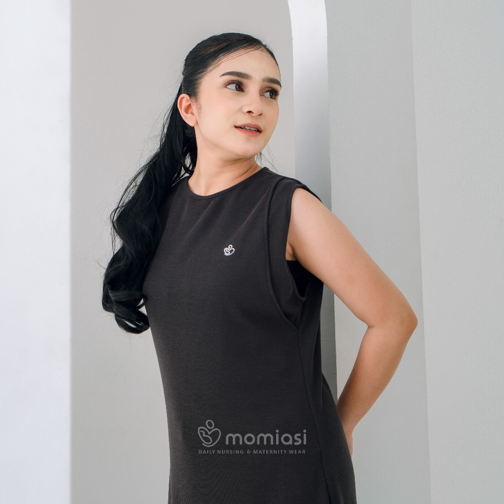 Momiasi - Olivia Inner Dress Knit Premium - Sleeveless Inner Dress - Inner Dress Tanpa Lengan - Inner Dress Busui & Bumil Friendly