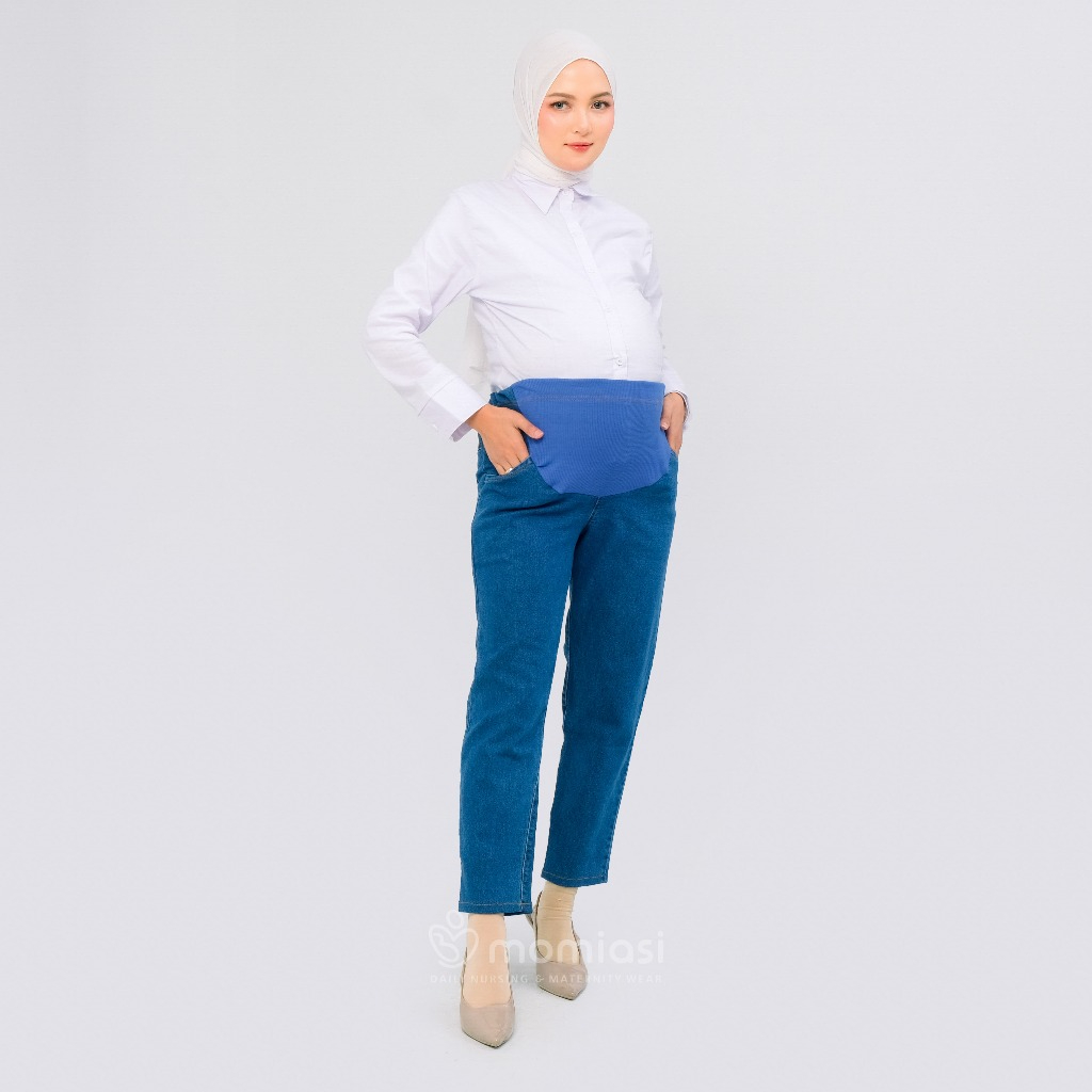 Momiasi - Celana Hamil Jeans Denim Strech Jumbo Maternity Pants Office Fashion Wanita Bumil Premium