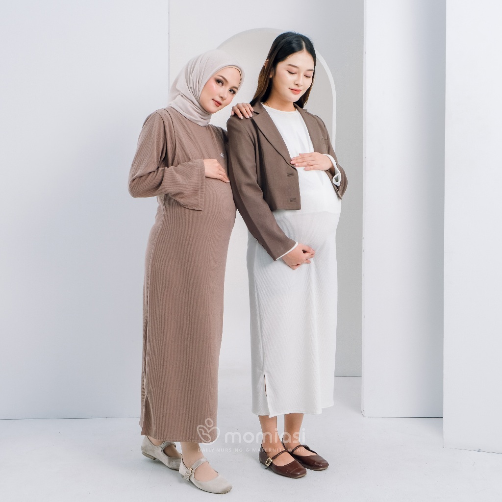 Momiasi - Luna Inner Dress Knit Premium- Inner Dress Longsleeve - Inner Dress Lengan Panjang - Inner Dress Bumil & Busui Friendly