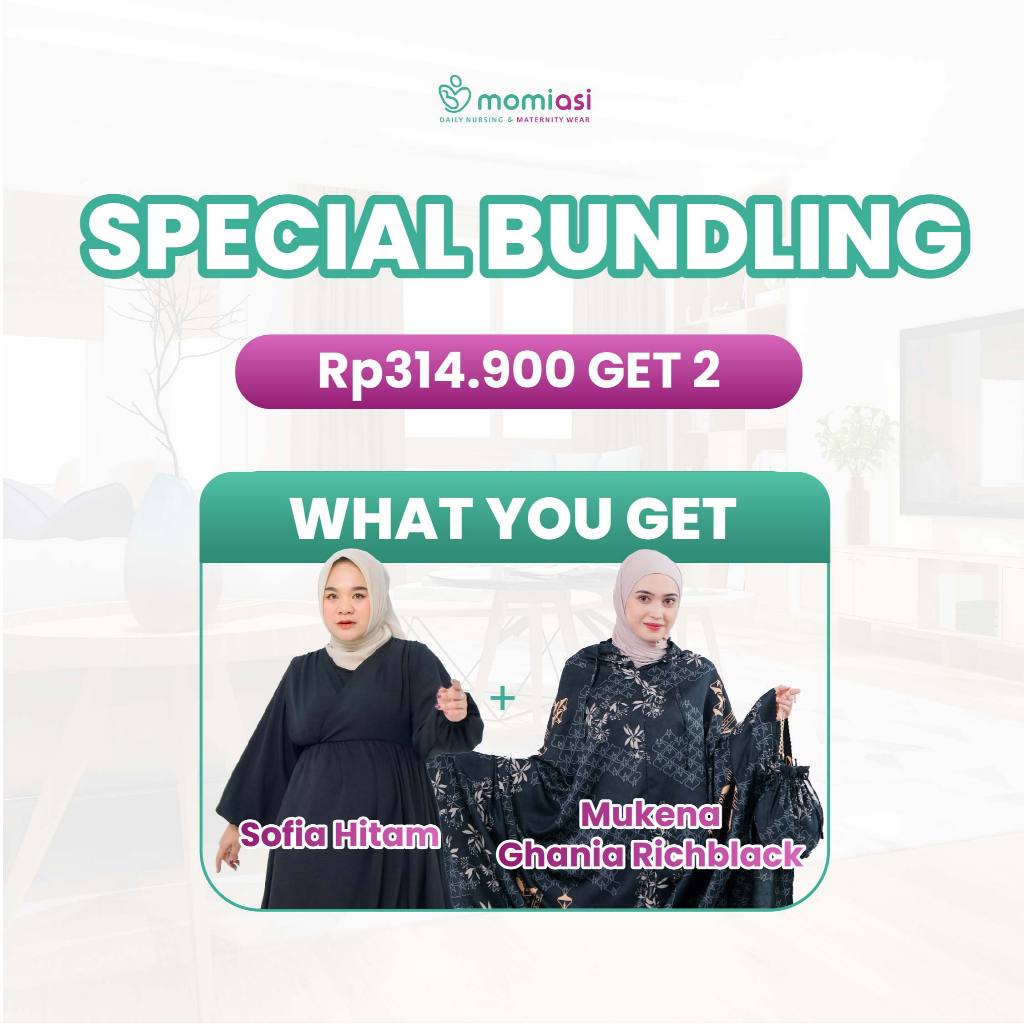 Momiasi - Paket Special Bundling Sofia Dress Bumil Busui - Mukena Ghania