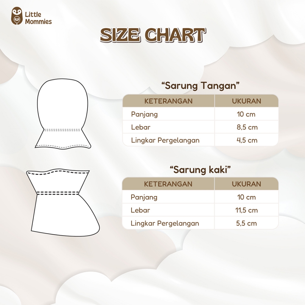 Little Mommies - Bundle Sarung Tangan & Kaki Bayi – Mittens & Socks Newborn Cotton Bamboo Premium Set All Size