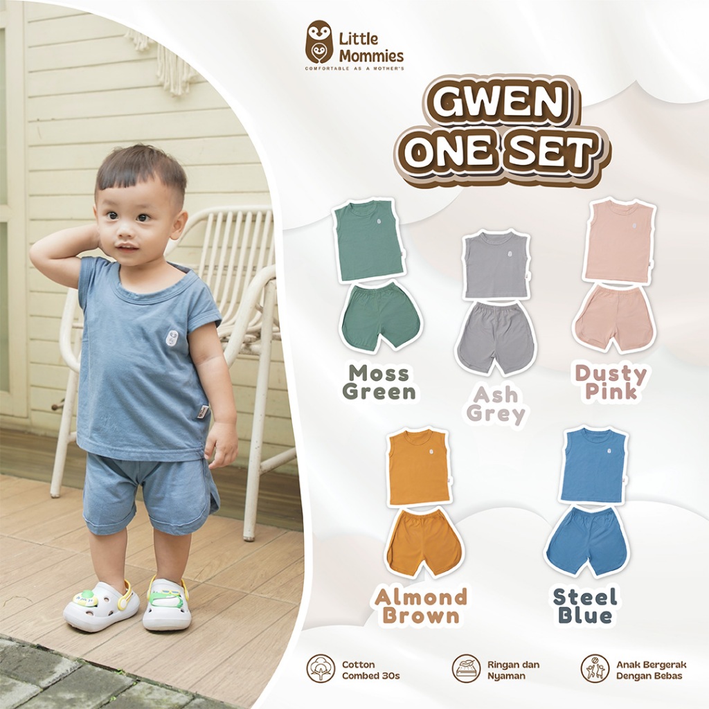 Little Mommies - Gwen One Set Kids Wear Premium - Setelan Baju Anak Laki-laki dan Perempuan 2-5Tahun