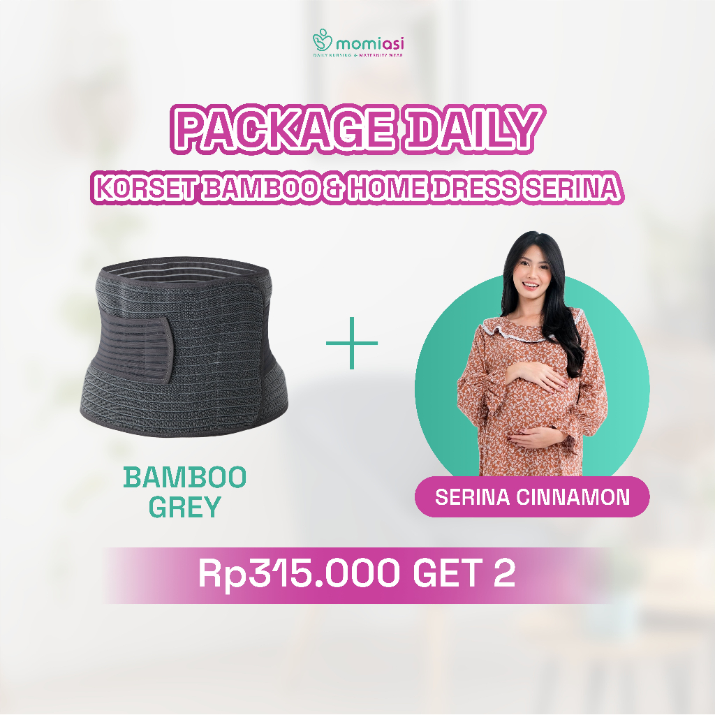 Momiasi - Special Package Daily - Korset Bamboo & Serina Home Dress - Perlengkapan Melahirkan & Ibu Menyusui