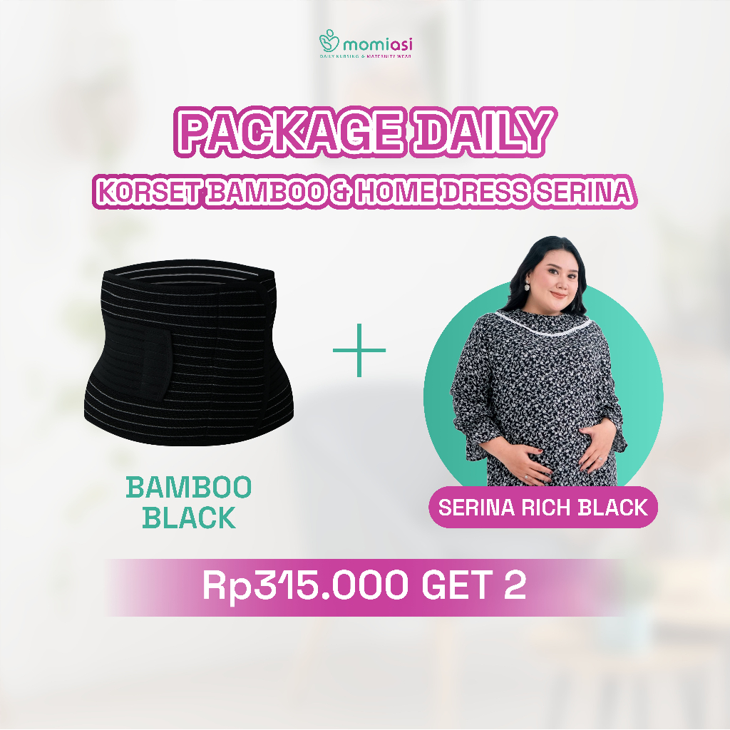 Momiasi - Special Package Daily - Korset Bamboo & Serina Home Dress - Perlengkapan Melahirkan & Ibu Menyusui