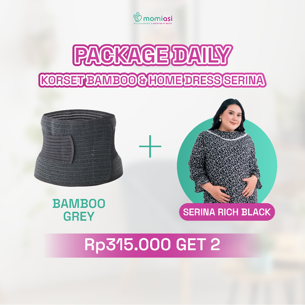 Momiasi - Special Package Daily - Korset Bamboo & Serina Home Dress - Perlengkapan Melahirkan & Ibu Menyusui