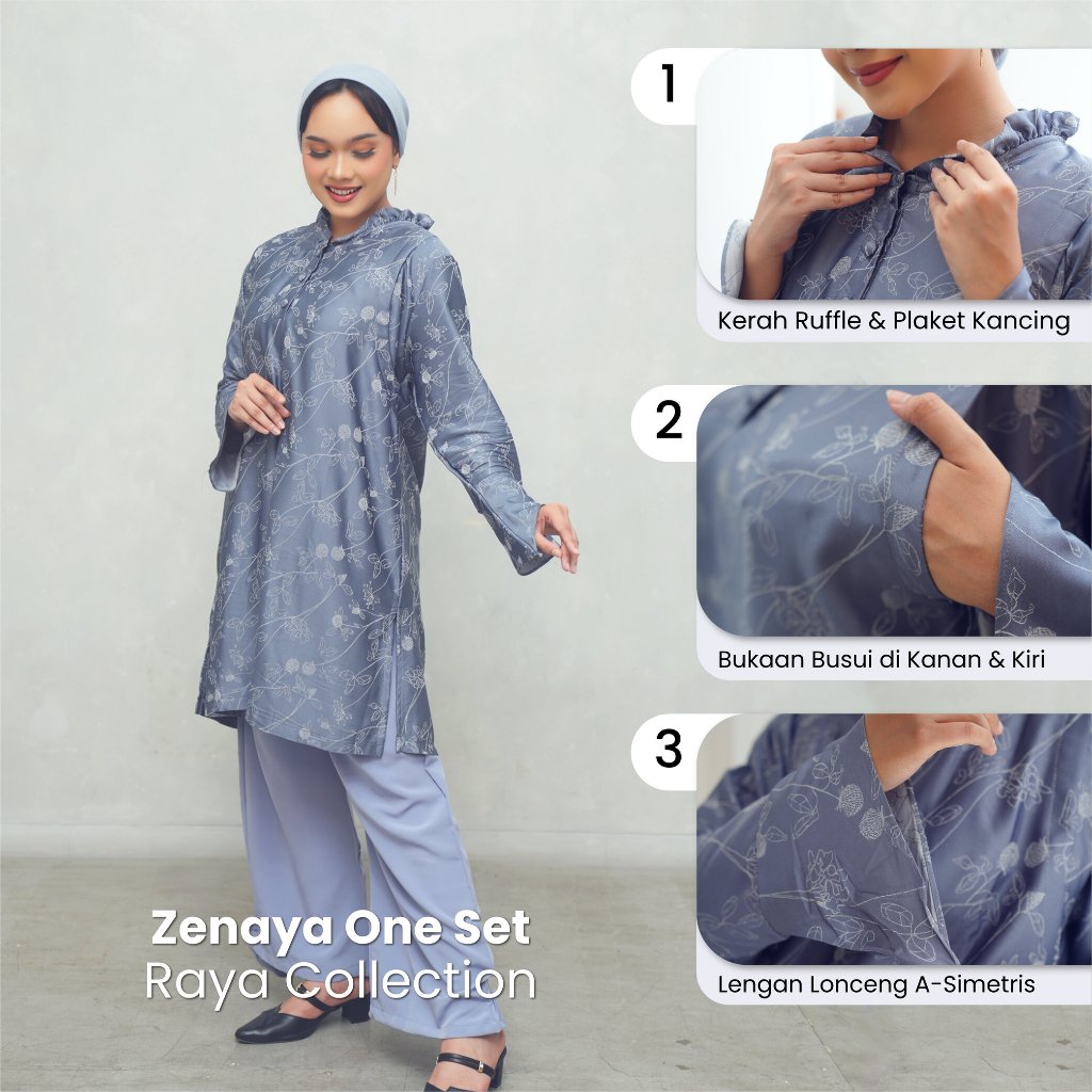 Momiasi - One Set Zenaya dan One Set Seraya - One Set Tunik Melayu Premium
