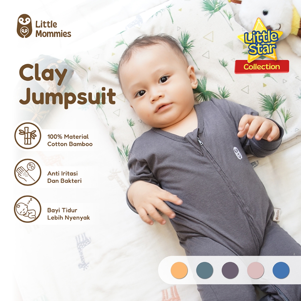 Little Mommies - Clay Jumpsuit Sleepwear  Newborn - Baju Tidur Bayi Comfortable 0-12 Month