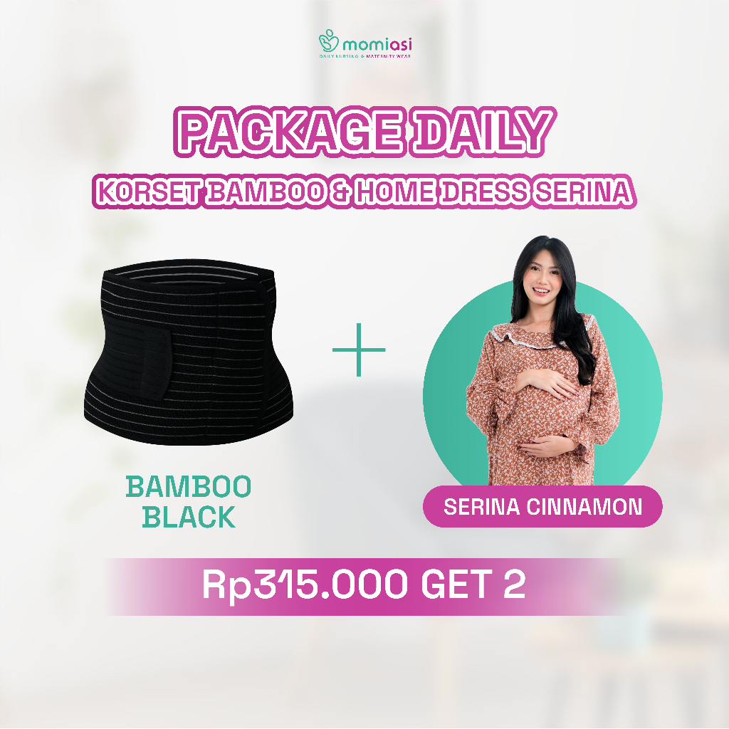 Momiasi - Special Package Daily - Korset Bamboo & Serina Home Dress - Perlengkapan Melahirkan & Ibu Menyusui