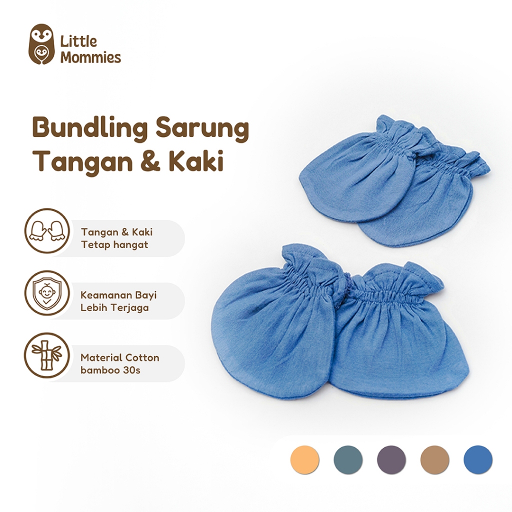Little Mommies - Bundle Sarung Tangan & Kaki Bayi – Mittens & Socks Newborn Cotton Bamboo Premium Set All Size