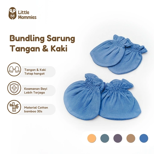 Little Mommies - Bundle Sarung Tangan & Kaki Bayi – Mittens & Socks Newborn Cotton Bamboo Premium Set All Size