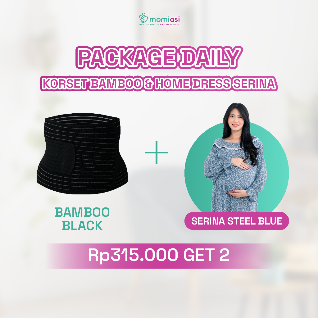 Momiasi - Special Package Daily - Korset Bamboo & Serina Home Dress - Perlengkapan Melahirkan & Ibu Menyusui