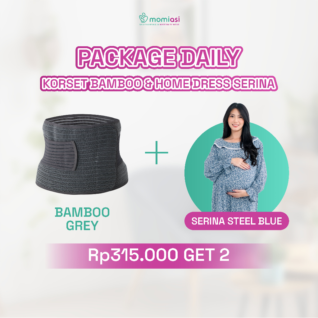 Momiasi - Special Package Daily - Korset Bamboo & Serina Home Dress - Perlengkapan Melahirkan & Ibu Menyusui