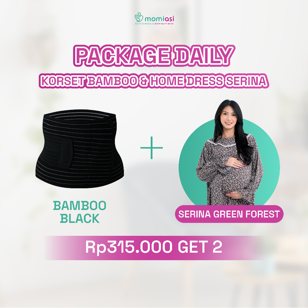 Momiasi - Special Package Daily - Korset Bamboo & Serina Home Dress - Perlengkapan Melahirkan & Ibu Menyusui