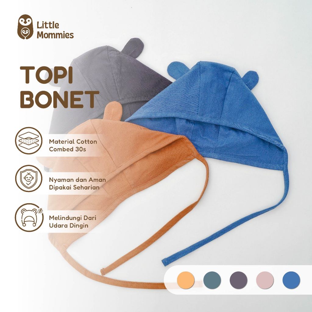 Little Mommies- Topi Bonet Bayi Newborn – Aksesoris Topi Bayi Newborn Cotton Combed Premium All Size