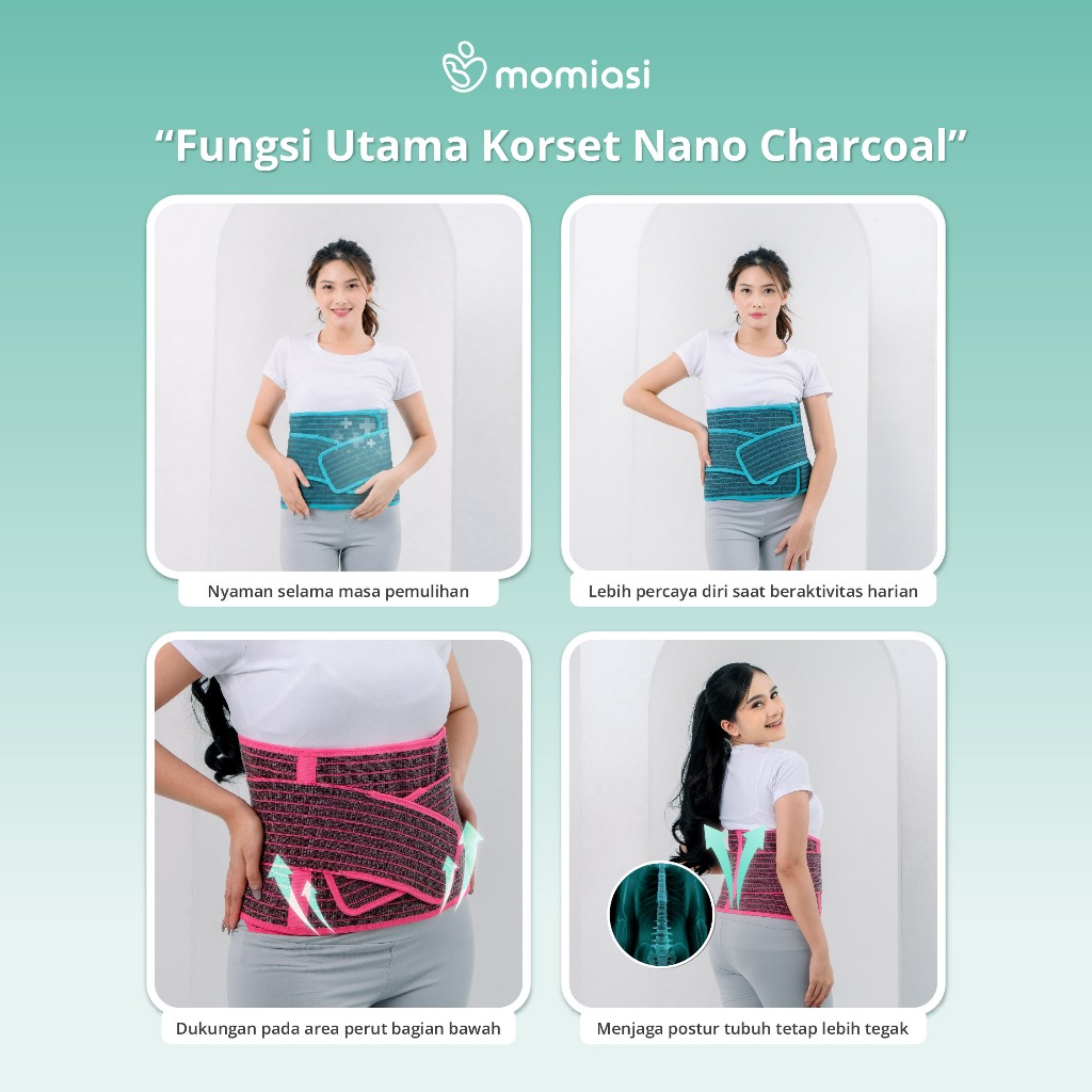 Momiasi - Korset Nanno Bamboo Charcoal - Korset Postpartum Adjustable