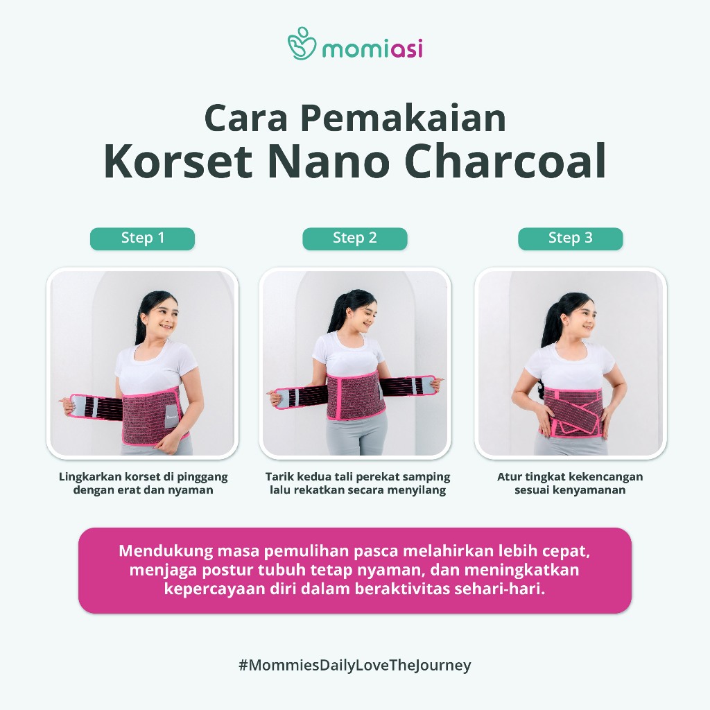 Momiasi - Korset Nanno Bamboo Charcoal - Korset Postpartum Adjustable