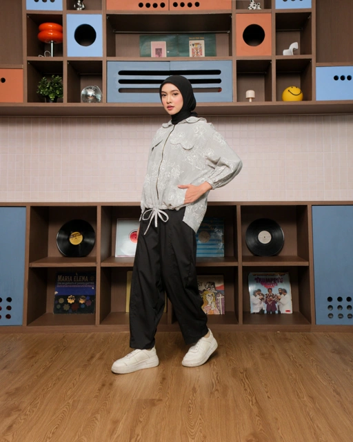 eleanorre Belle Femme Stripe Jaket II Jaket Wanita Katun Premium