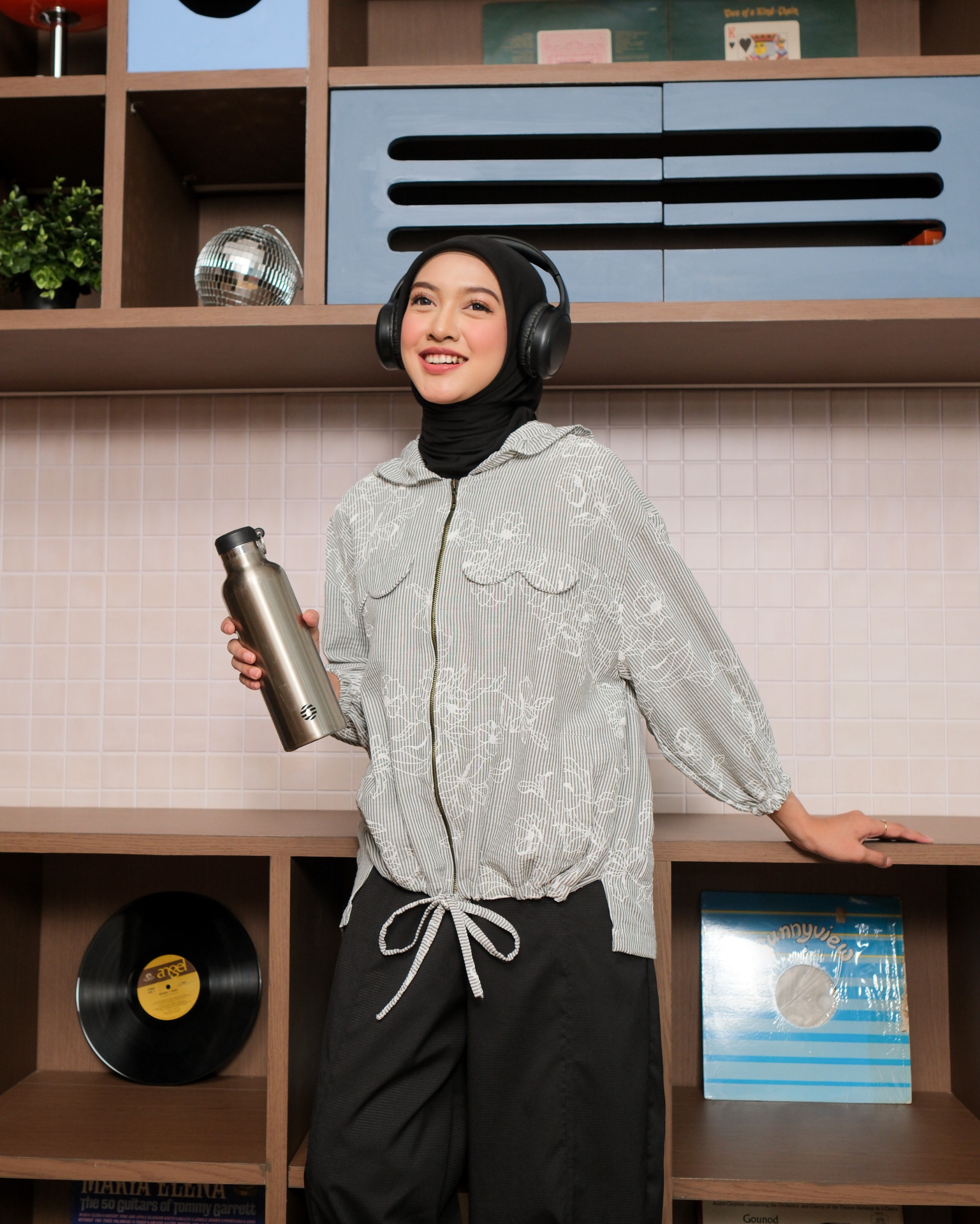 eleanorre Belle Femme Stripe Jaket II Jaket Wanita Katun Premium
