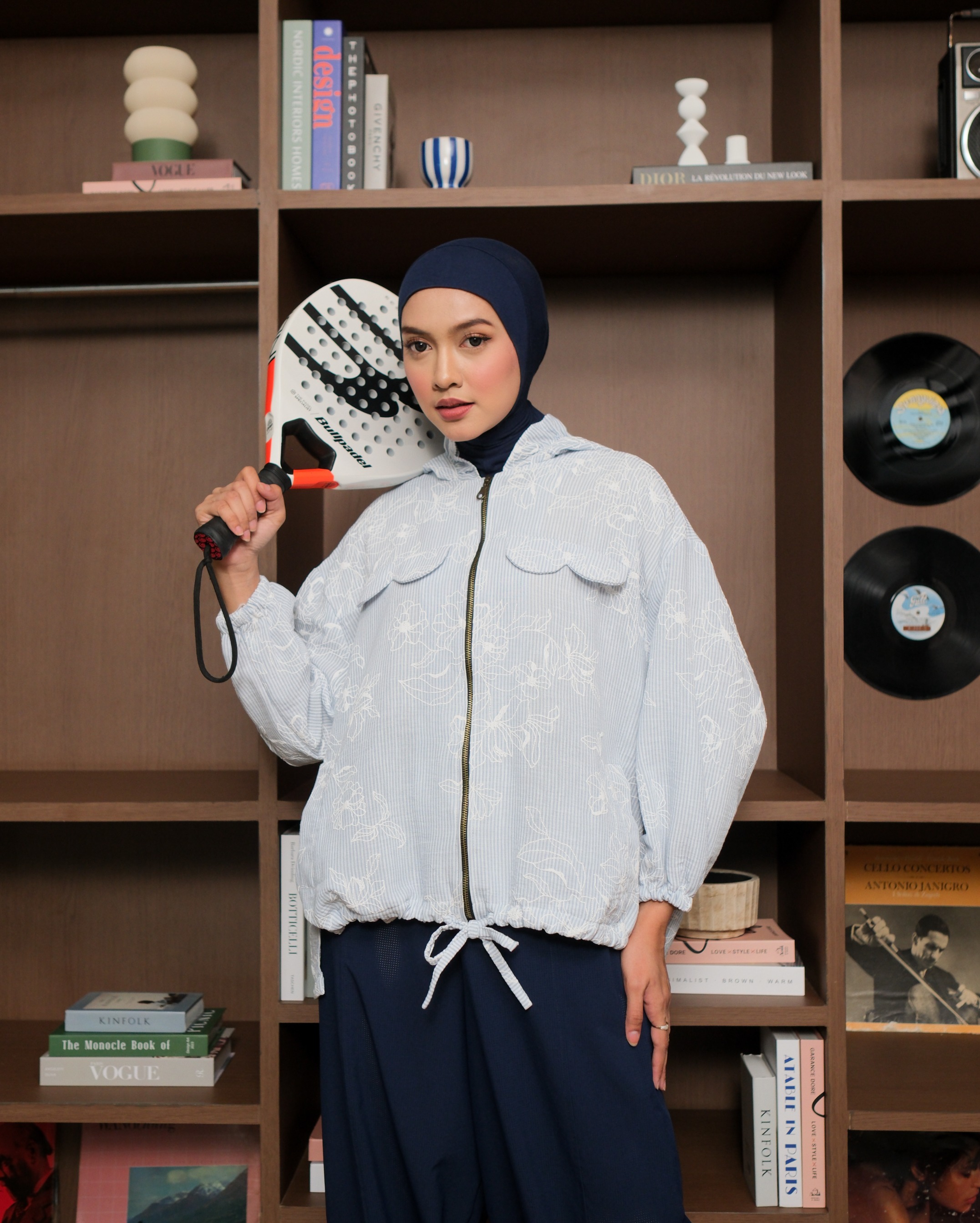 eleanorre Belle Femme Stripe Jaket II Jaket Wanita Katun Premium