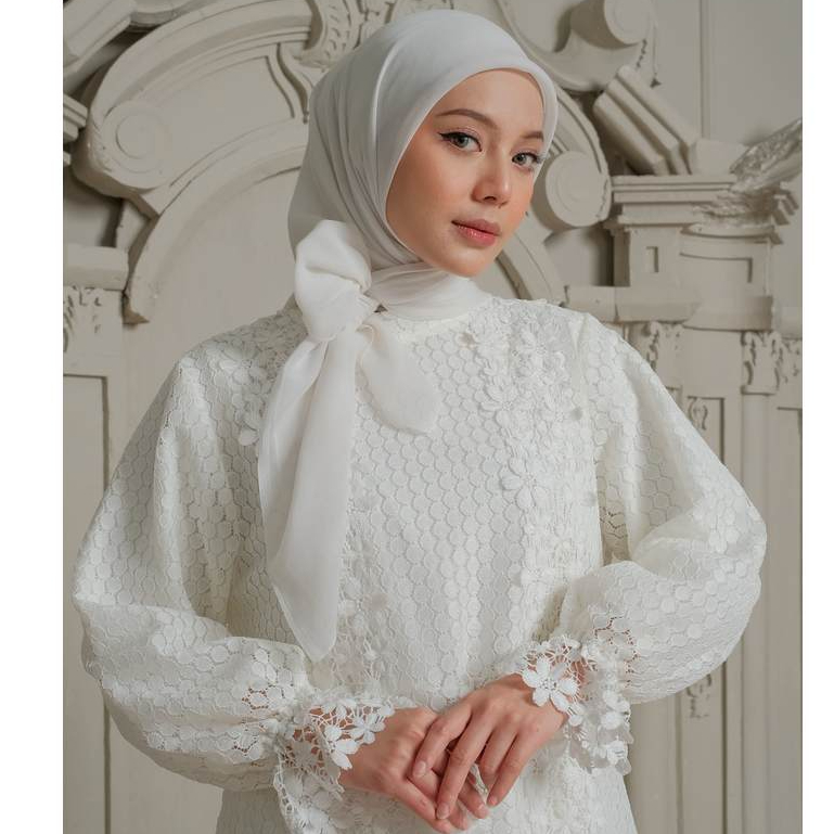 eleanorre Veloura Series Zara Humaira Set White Oneset Wanita Lace Premium