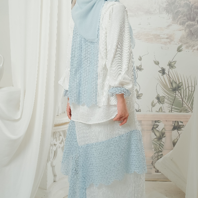 eleanorre Veloura Series Alya Zahra Set Blue Oneset Wanita Premium