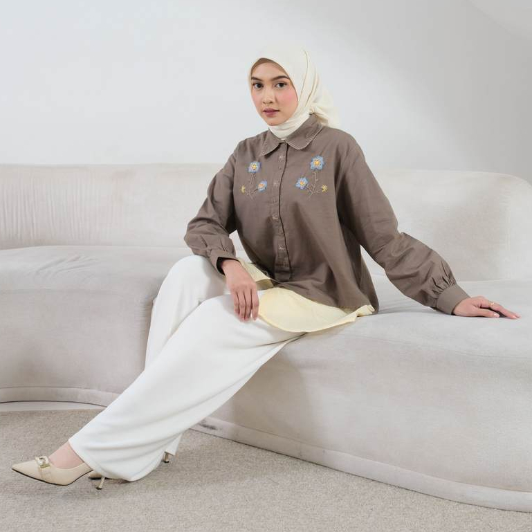eleanorre Zahira Top Olive Embroidery