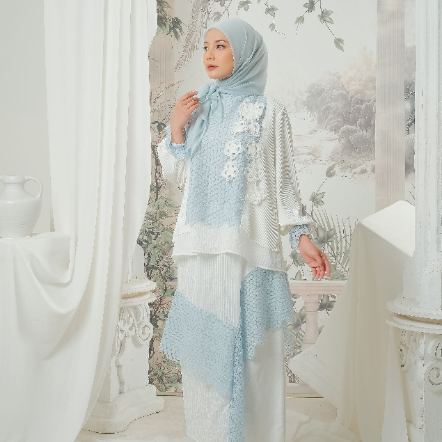 eleanorre Veloura Series Alya Zahra Set Blue Oneset Wanita Premium