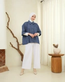 eleanorre Hazel Top Denim Atasan Wanita