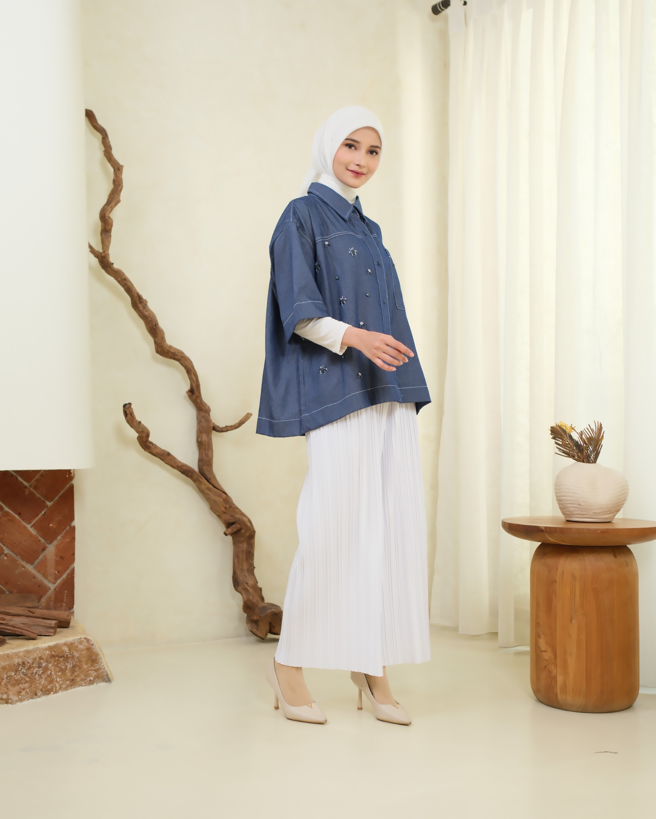eleanorre Hazel Top Denim Atasan Wanita