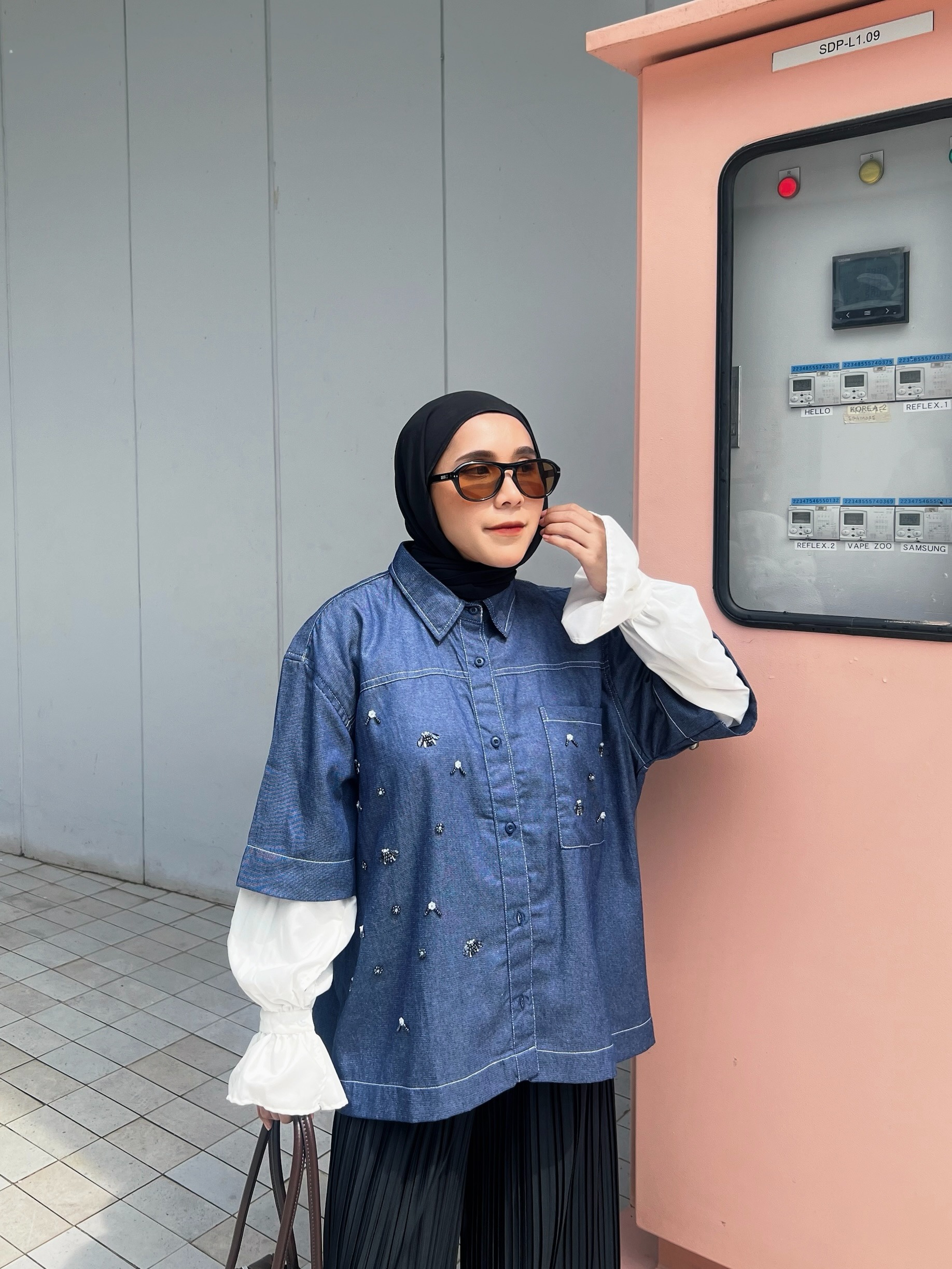 eleanorre Hazel Top Denim Atasan Wanita