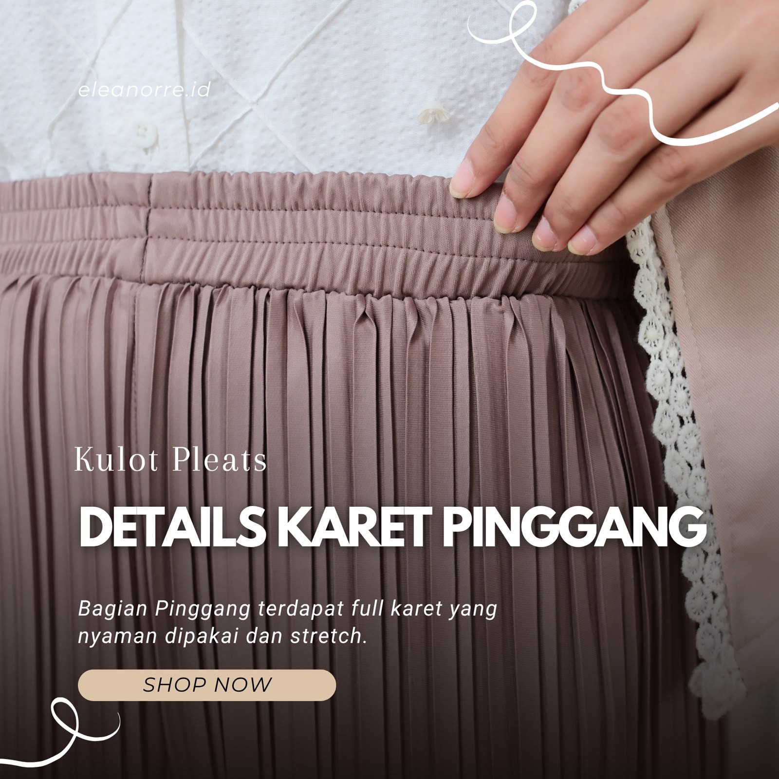 eleanorre Celana Kulot Plisket Bawahan Wanita