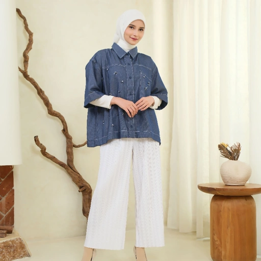 eleanorre Hazel Top Denim Atasan Wanita