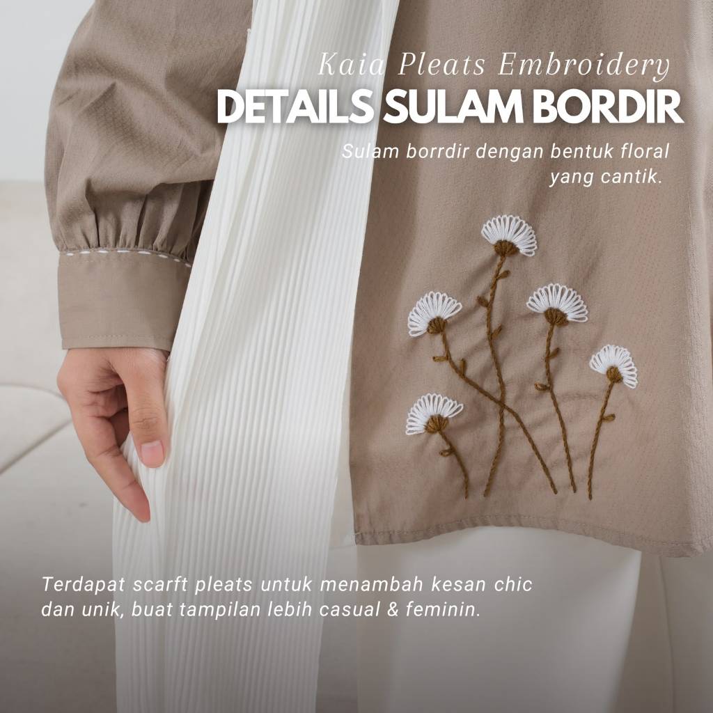 eleanorre Renjana Series Kaia Pleats Top Embroidery Atasan Wanita