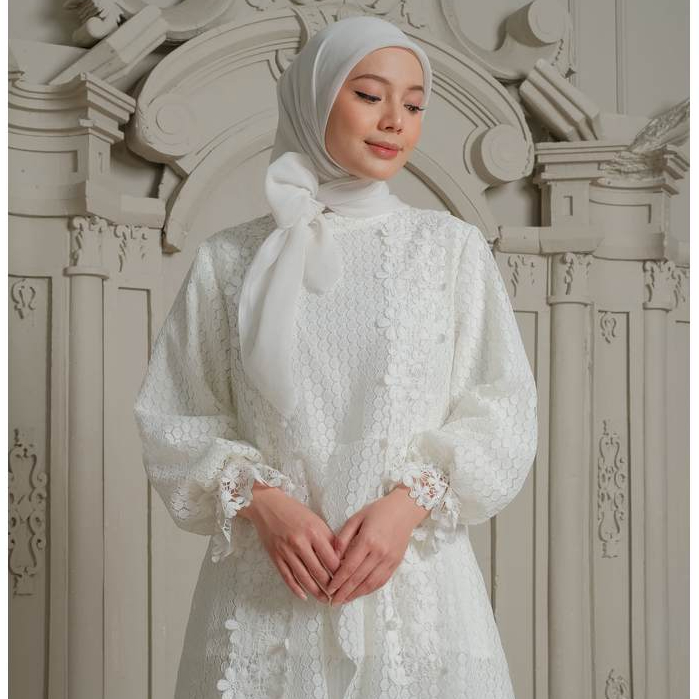 eleanorre Veloura Series Zara Humaira Set White Oneset Wanita Lace Premium