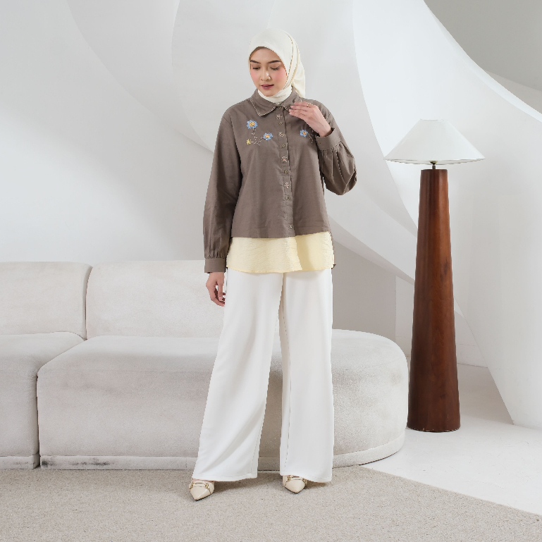 eleanorre Zahira Top Olive Embroidery