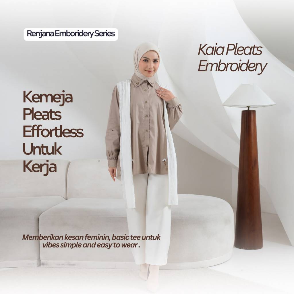 eleanorre Renjana Series Kaia Pleats Top Embroidery Atasan Wanita