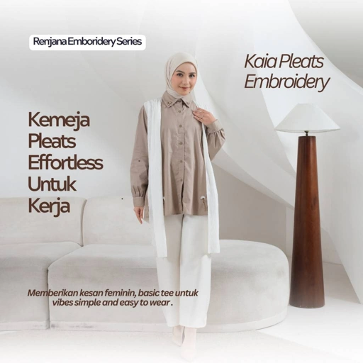 eleanorre Renjana Series Kaia Pleats Top Embroidery Atasan Wanita