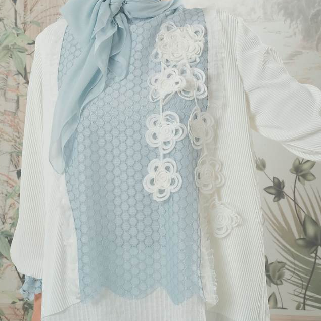 eleanorre Veloura Series Alya Zahra Set Blue Oneset Wanita Premium