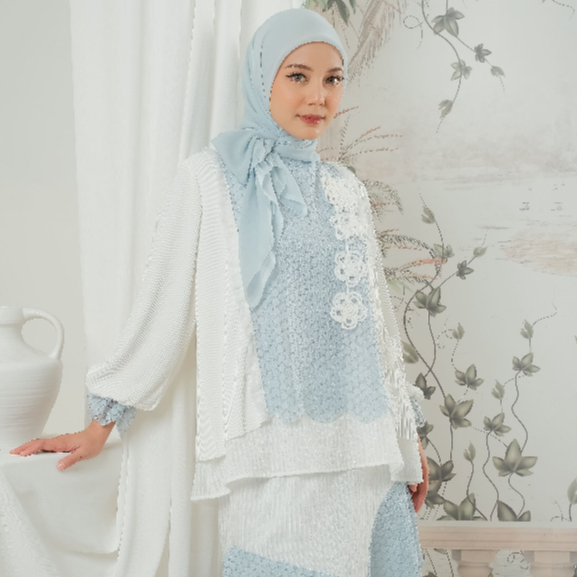 eleanorre Veloura Series Alya Zahra Set Blue Oneset Wanita Premium
