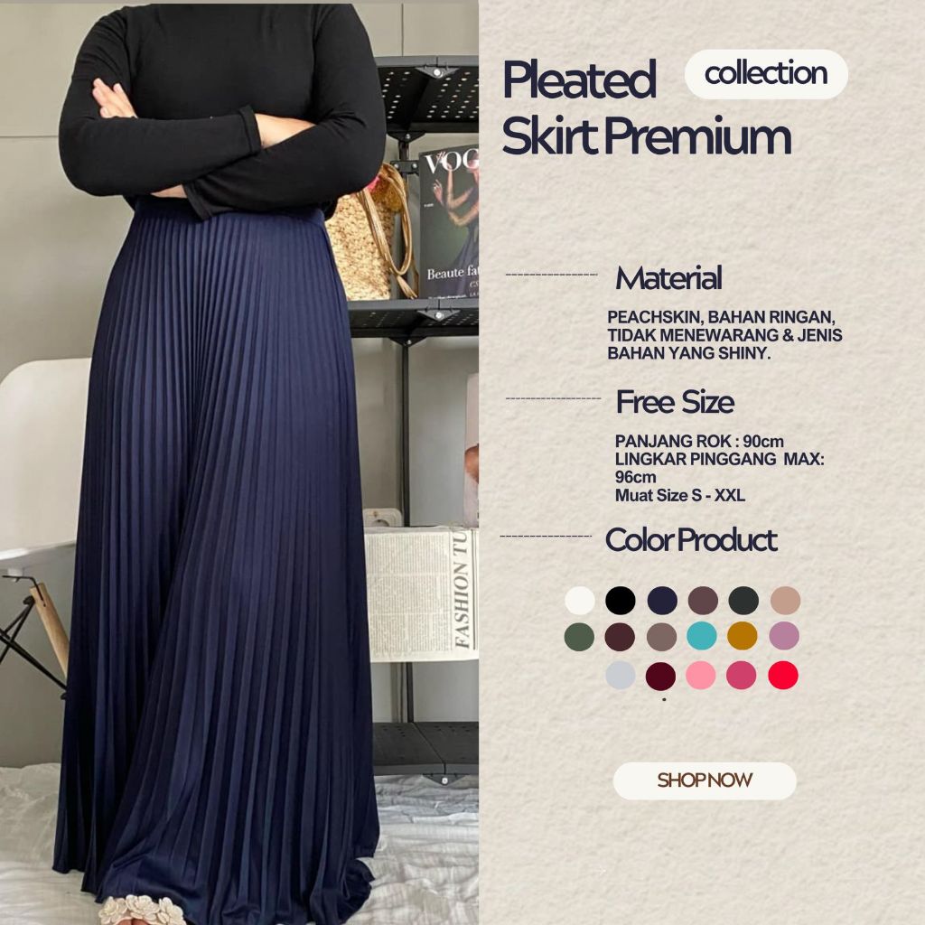 Eleanorre Rok Plisket Skirt Pleats Rok Bawahan Wanita Premium