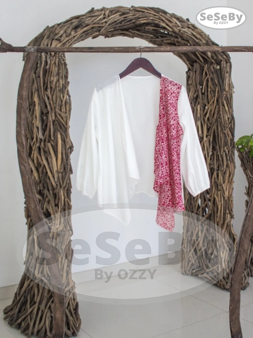 Image of Outer BTT Asimetri by Seseby Batik Pekalongan / Outer Wanita / Cardigan / Outer Merah
