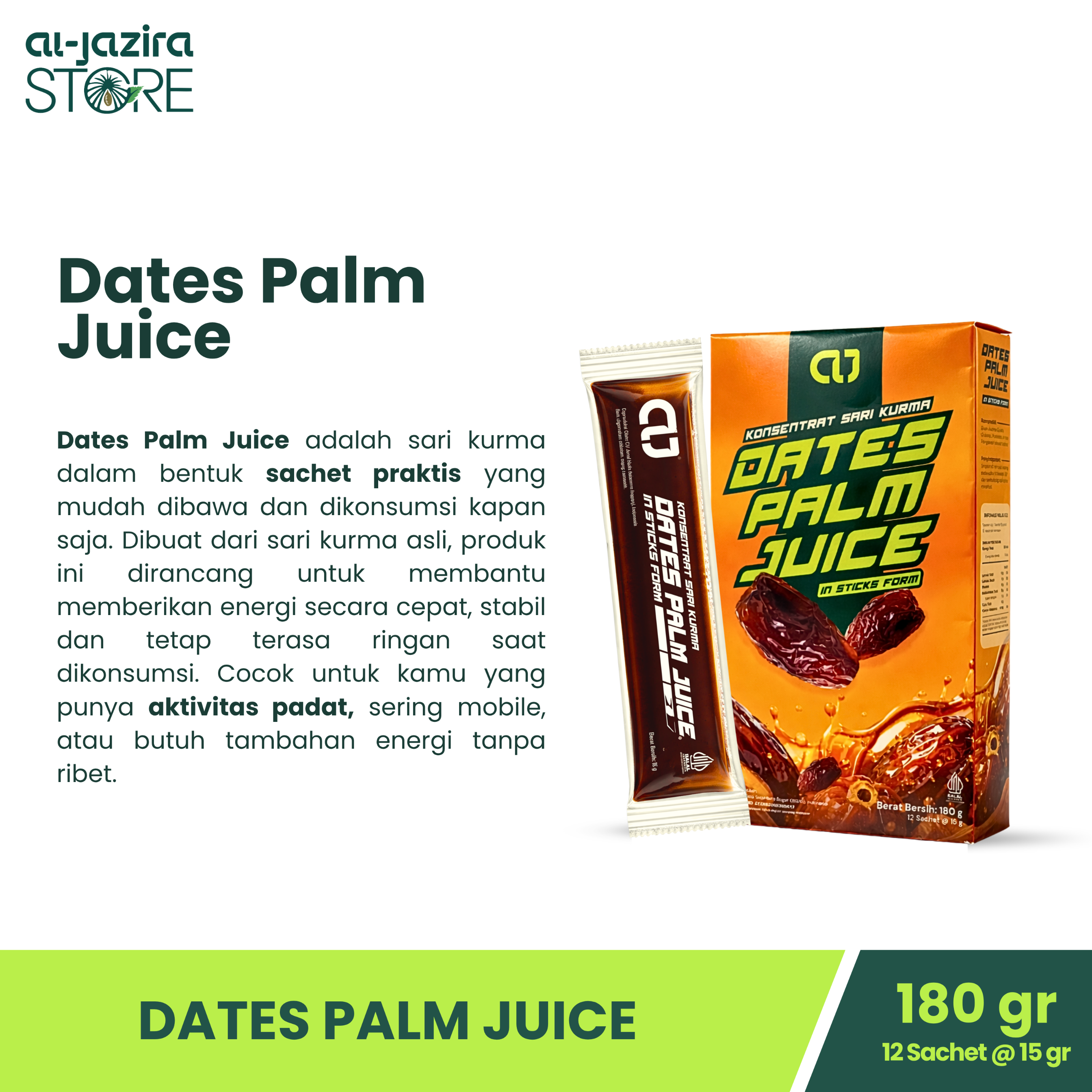 Al-Jazira Dates Palm Juice 180Gr Isi-12 Stick
