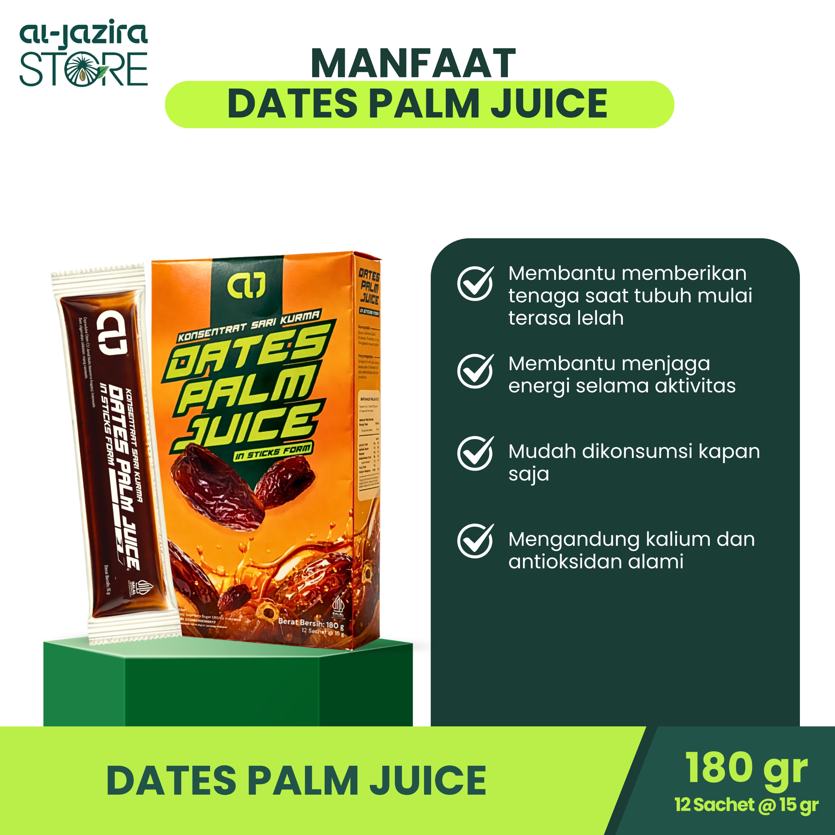 Al-Jazira Dates Palm Juice 180Gr Isi-12 Stick
