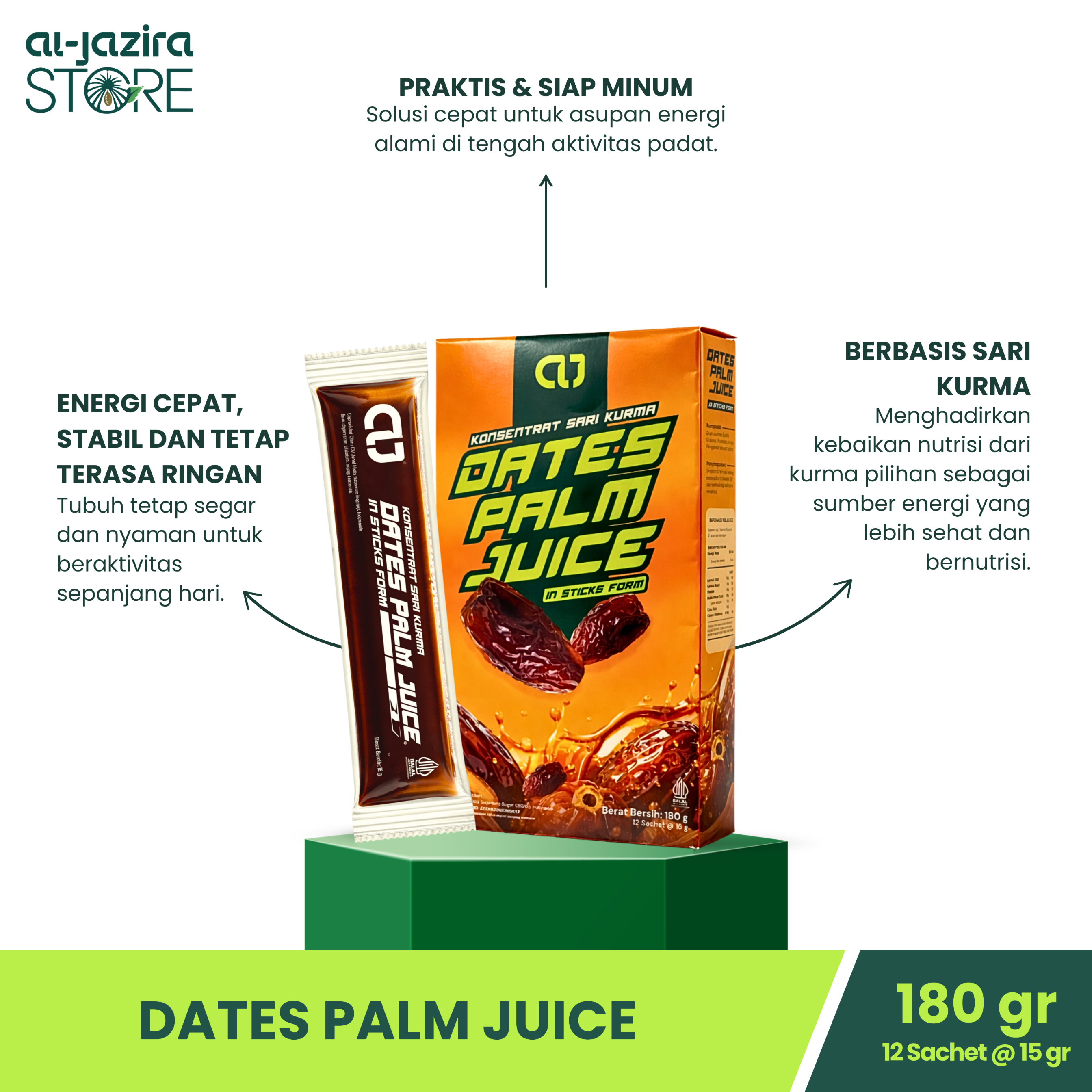 Al-Jazira Dates Palm Juice 180Gr Isi-12 Stick