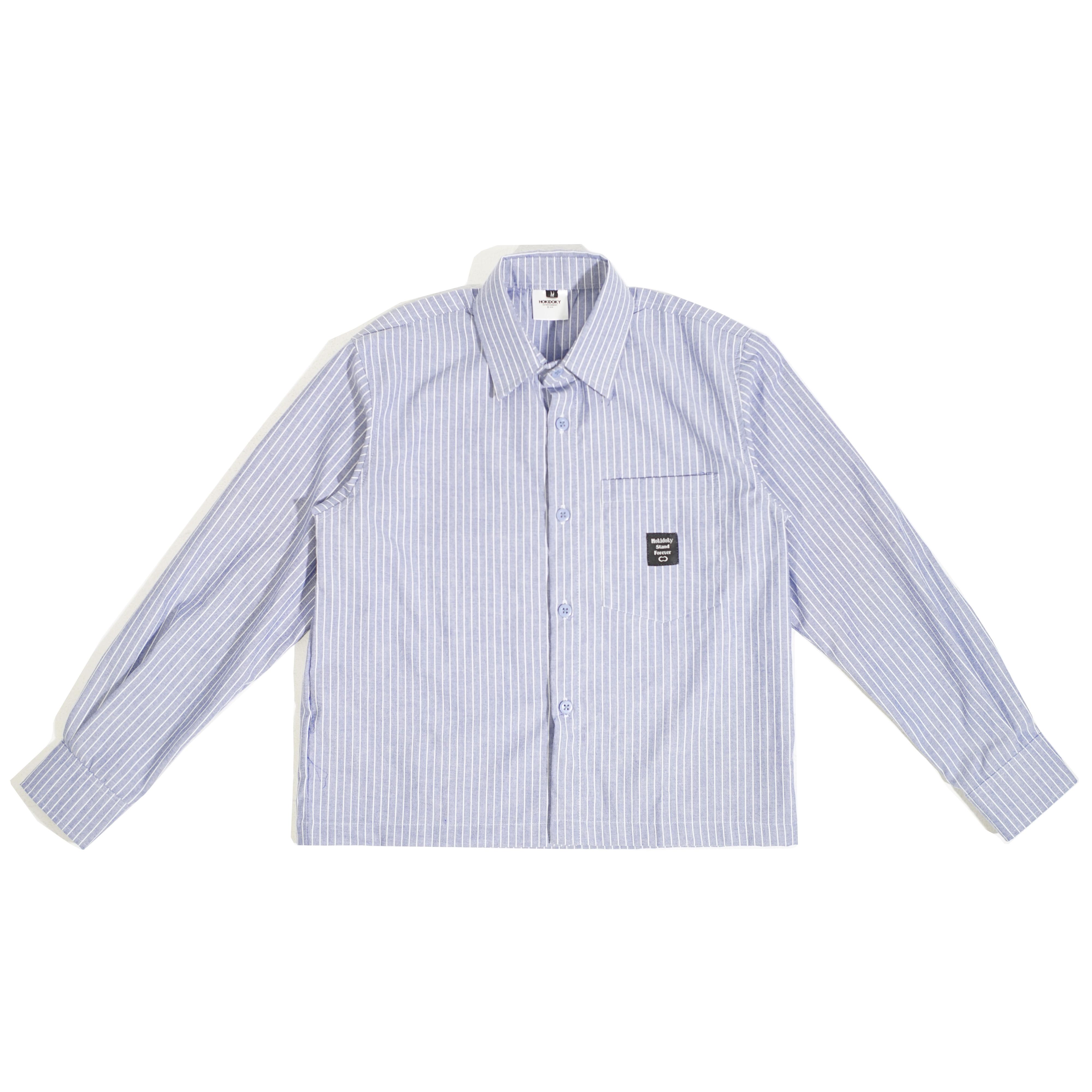 HOKIDOKY STRIPE BOXY LONGSLEEVE SHIRT BLUE