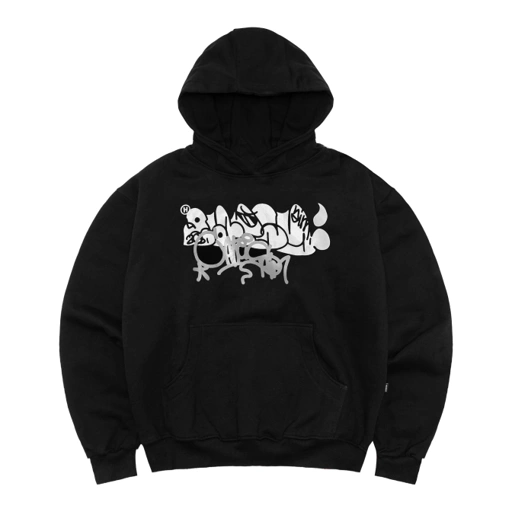 HOKIDOKY X RAPSY X CAKES BOXY PULLOVER HOODIE BLACK