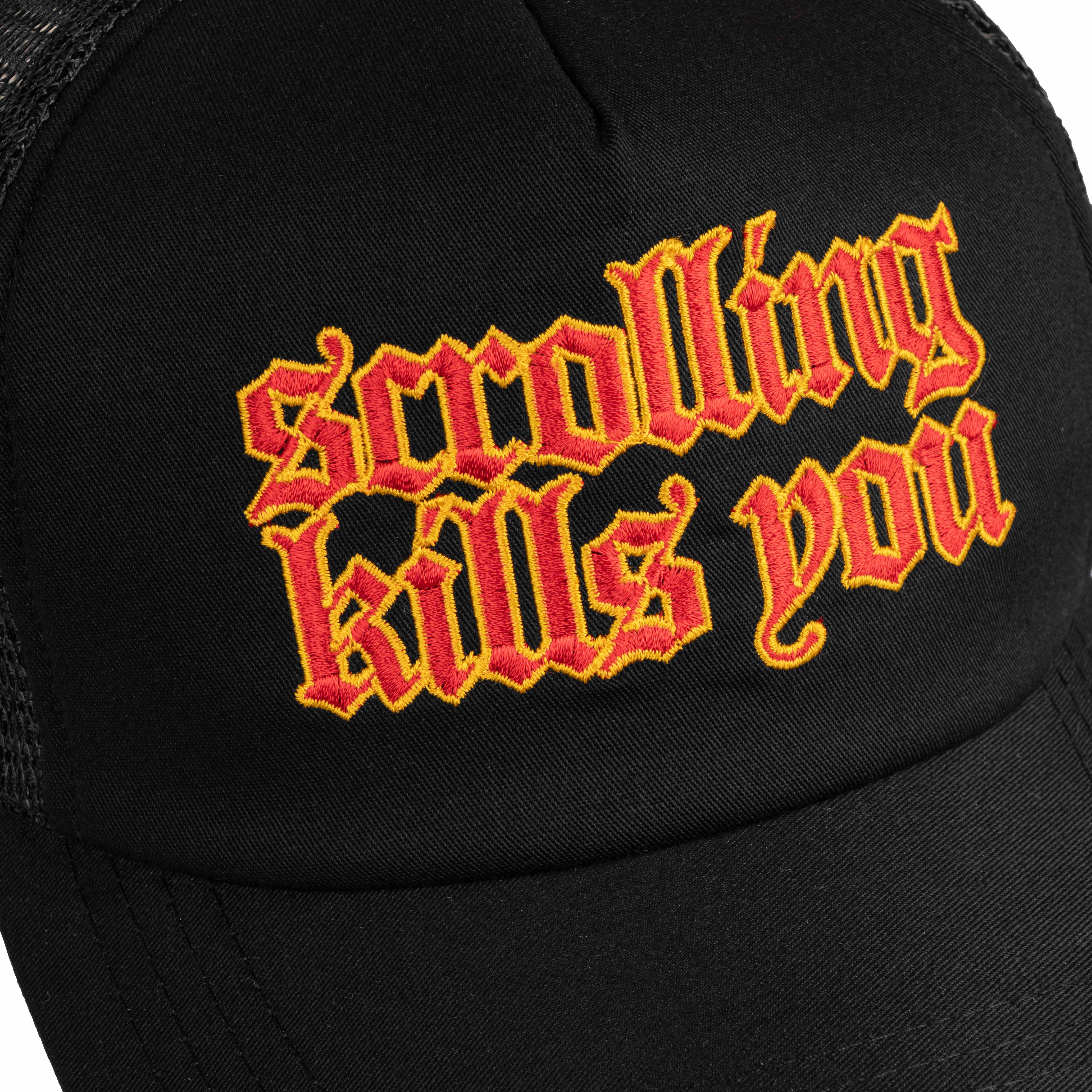 HOKIDOKY SCROLLING TRUCKER HAT BLACK